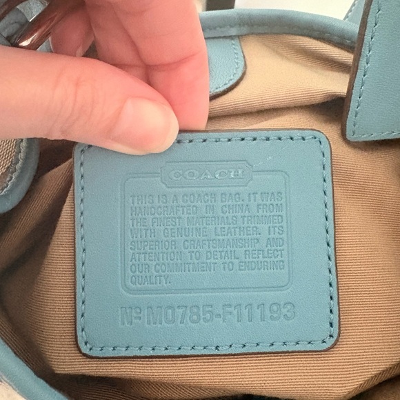 Coach Hampton Signature Jacquard Brown and Teal Hobo Bag - Picture 8 of 12